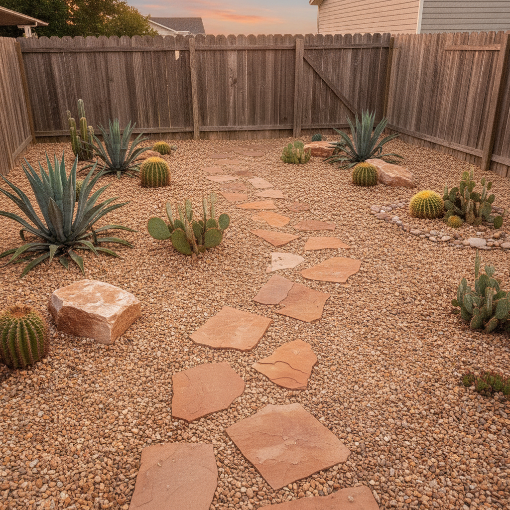 Backyard redesigned in Desert style