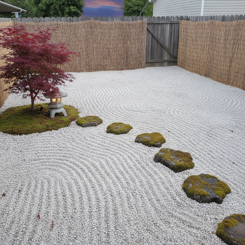 Backyard redesigned in Japanese Zen style
