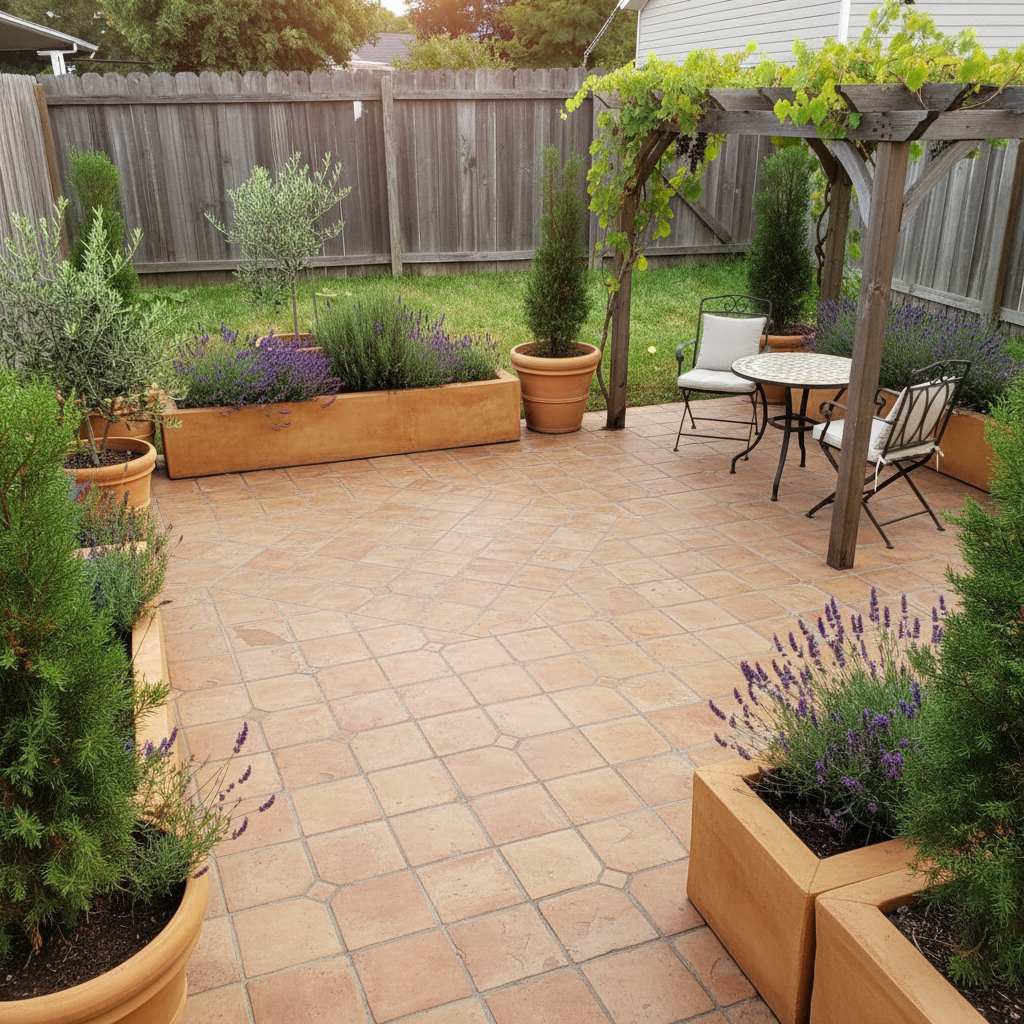 Backyard redesigned in Mediterranean style
