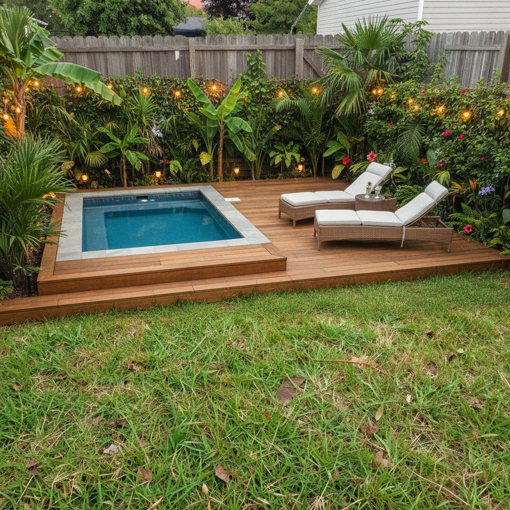 Backyard redesigned in Tropical style